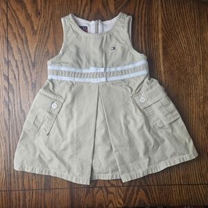 Vintage VTG Y2K Tommy Hilfiger Khaki Dress 3-6 Months with White Accents